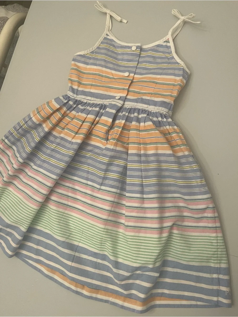 Girls' Pastel Multi-Stripe Tie-Shoulder Sundress